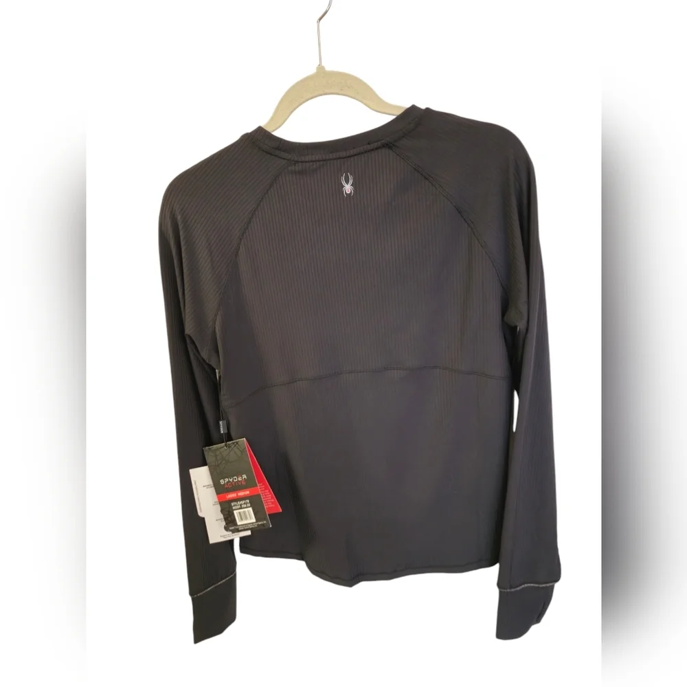 NWT Spyder Women's Active Pullover Crew Long Sleeves Shirt Black Size Medium - Picture 3 of 16
